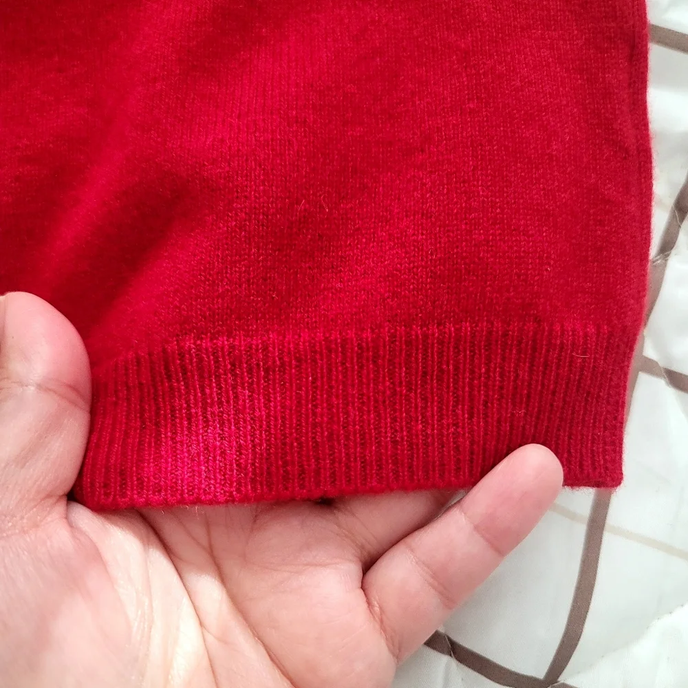 Pure Collection 100% Cashmere Red Short Sleeve Sweater Top Size 12 Quiet Luxury - Picture 8 of 9